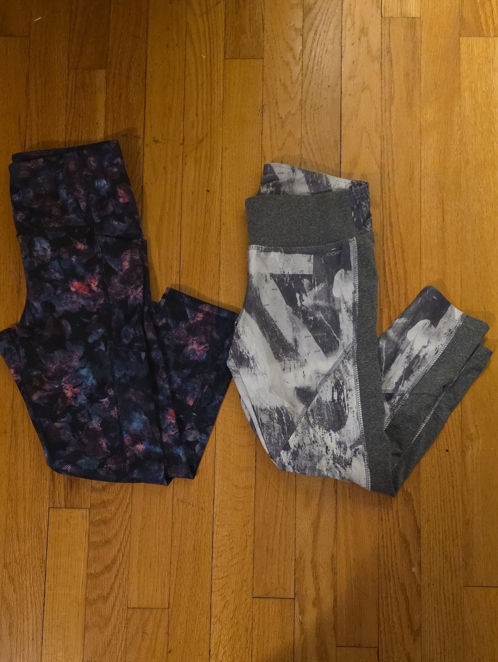 Jockey/Avia Womens Leggings - Gray Marble & Dark Floral Print Bundle
